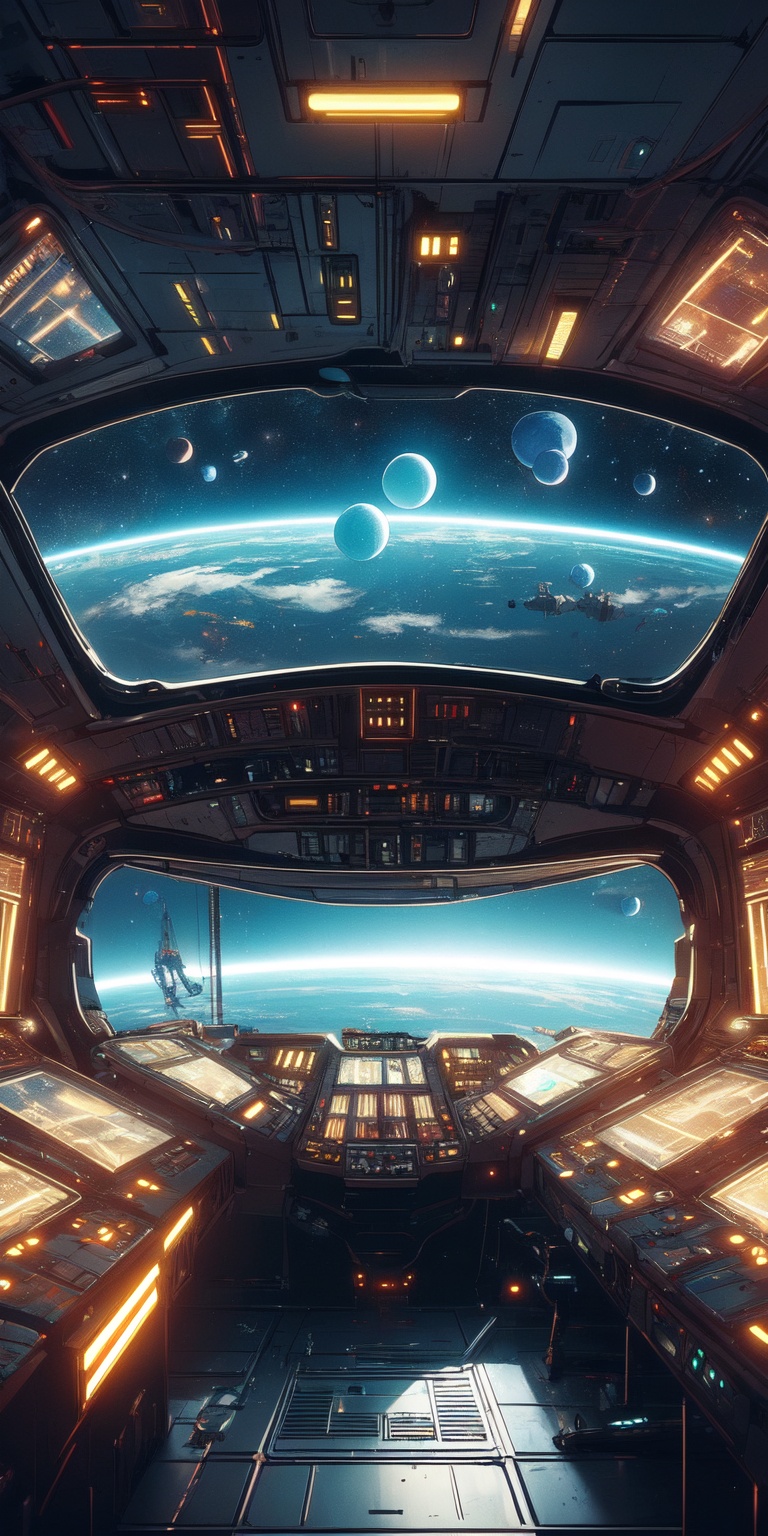 Futuristic room,  science fiction,  looking through the Window on Tensor.Art