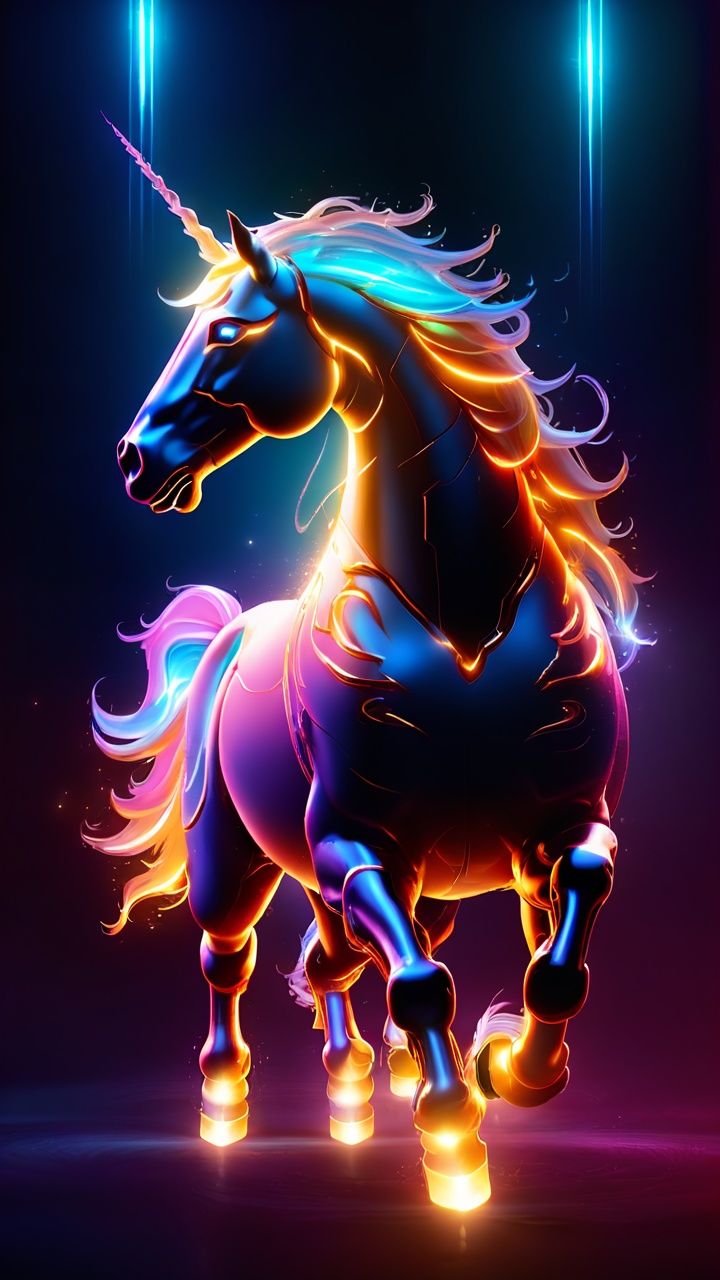 Gainiaguang,  movie special effects,  conceptual light effect composed of transparent unicorn forms of illusory and invisi...