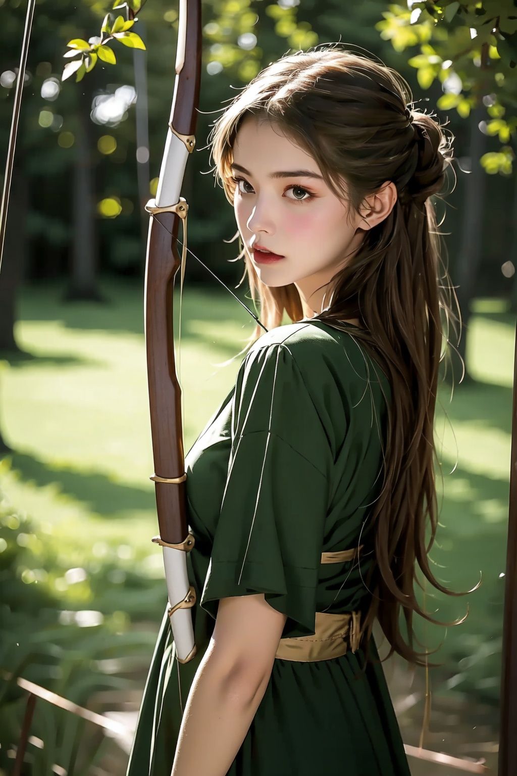  absurdres,incredibly absurdres,reality,realistic,,(solo:1.2),1girl,(full_shot:1.2),Bow archery,bow,archer,(bow:1.2)