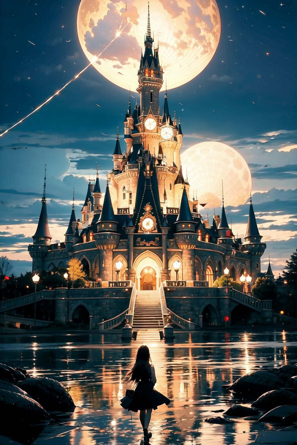  absurdres,incredibly absurdres,reality,realistic,,(solo:1.2),(1girl:1.2),full_shot,,zgct color,Energetic girl, MG_ip,Landscape wallpaper style,dream castle