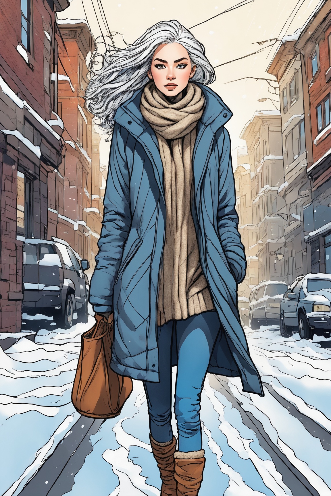 this image is a digital illustration with dynamic dark lines in a cel-shading style,  showcasing the spectacular beauty of...