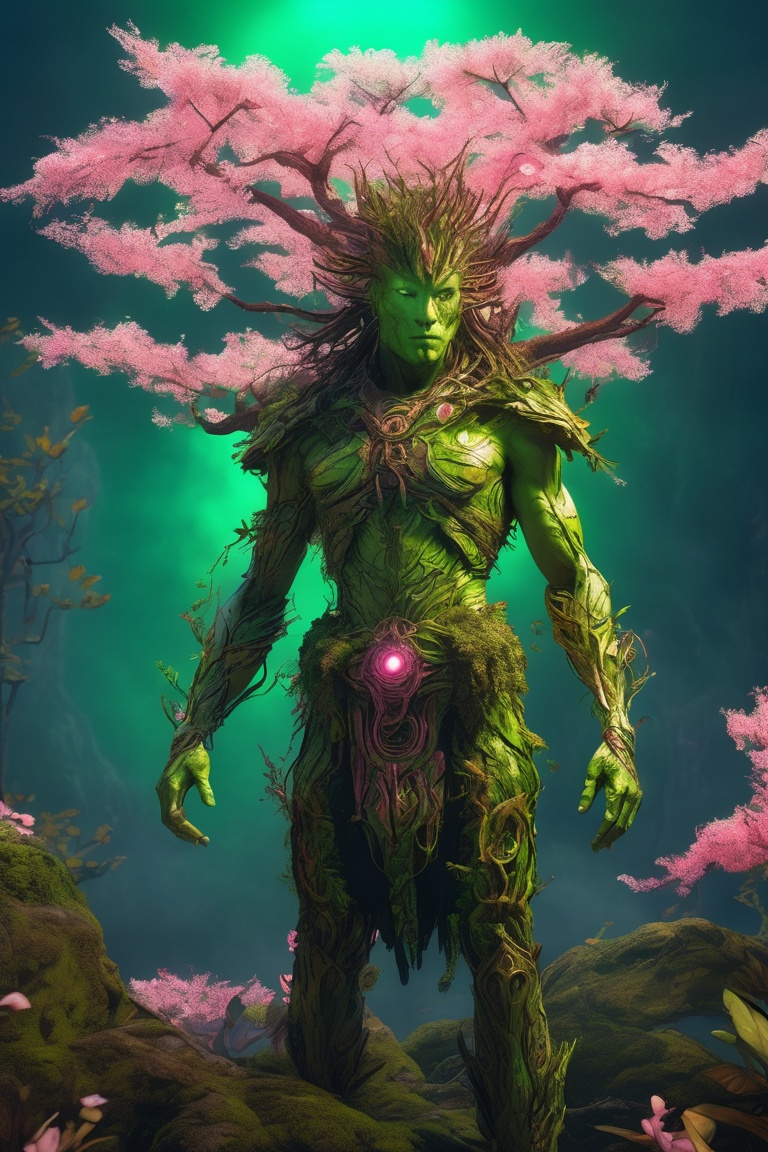 (The king),  (Cyberpunk Treeman),  metal leaves on Tensor.Art