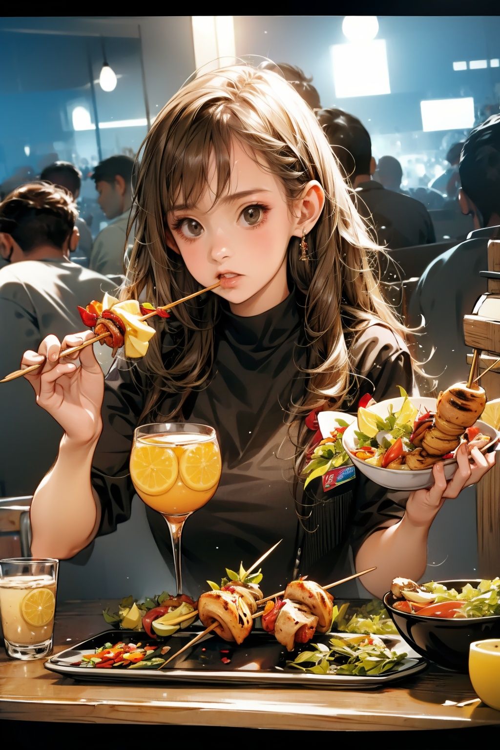  absurdres,incredibly absurdres,reality,realistic,,(solo:1.2),1girl,full_shot,Luchuan,kebabs