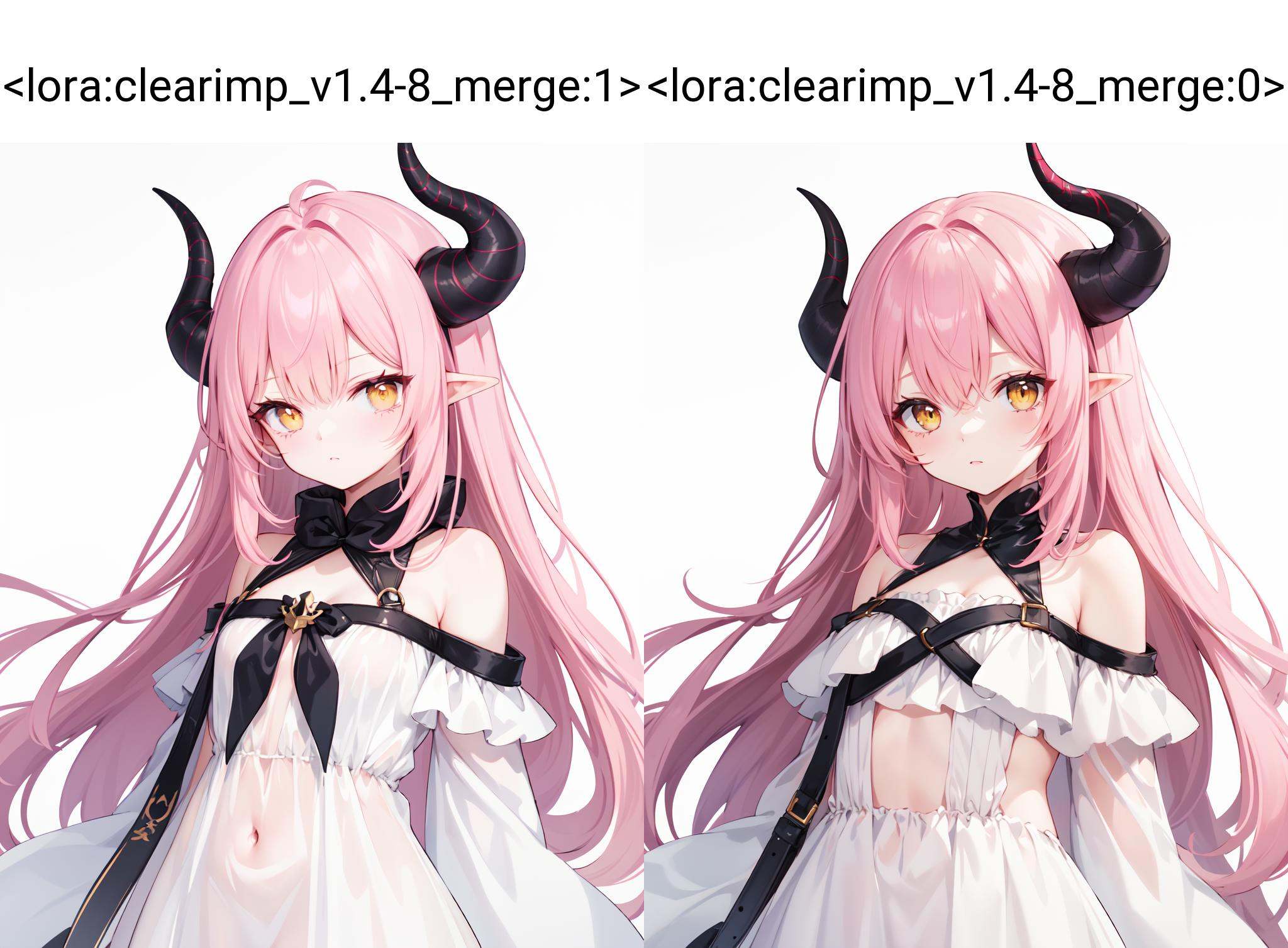 pink hair,  yellow eyes,  horns on Tensor.Art