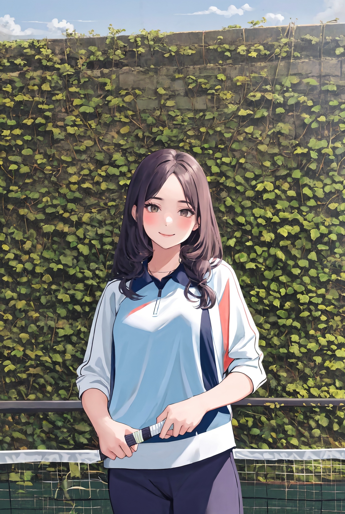 Portrait of beautiful girl playing badminton,  , on Tensor.Art