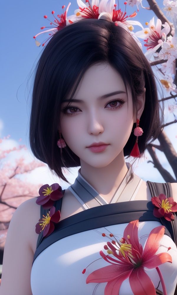 (,1girl, ,best quality, )<lora:346-DA-梦塔·雪谜城-成芊:0.7>,, ,masterpiece, (( , )),, realistic,science fiction,mole, ultra realistic 8k cg, ,tamari \(flawless\),     ,spider lily, lily \(flower\),cherry blossoms,plum blossoms, strawberry blossoms      (()), (),