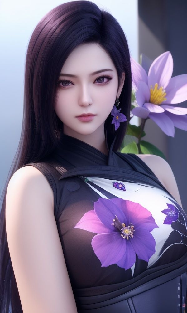 (,1girl, ,best quality, )<lora:346-DA-梦塔·雪谜城-成芊:0.8>,, ,masterpiece, (( , )),, realistic,science fiction,mole, ultra realistic 8k cg, ,tamari \(flawless\),     ,purple flower,       (()), (),