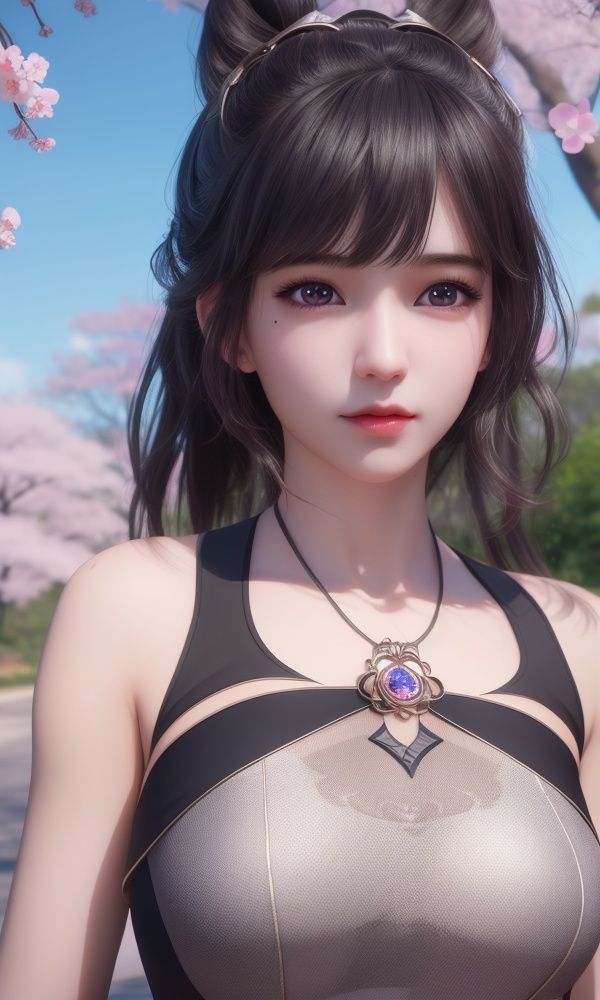 (,1girl, ,best quality, )<lora:349-DA-斗罗大陆-小舞-成年:0.6>,masterpiece, (( , )),, realistic,science fiction,mole, ultra realistic 8k cg, ,tamari \(flawless\),   ,outdoors, sun,sunlight, cherry blossoms,      (()), (),