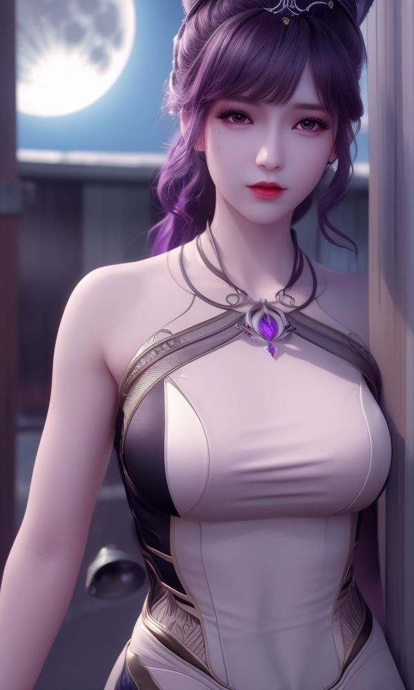 (,1girl, ,best quality, )<lora:349-DA-斗罗大陆-小舞-成年:0.8>,masterpiece, (( , )),, realistic,science fiction,mole, ultra realistic 8k cg, ,tamari \(flawless\),   ,moonlight,full moon, purple flower,       (()), (),