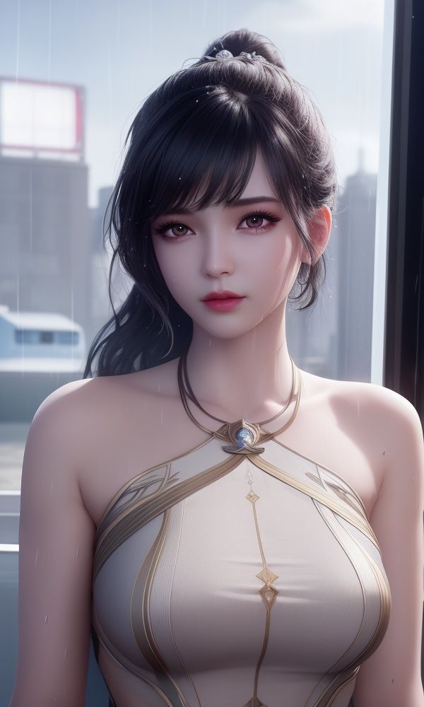 (,1girl, ,best quality, )<lora:349-DA-斗罗大陆-小舞-成年:0.6>,, ,masterpiece, (( , )),, realistic,science fiction,mole, ultra realistic 8k cg, ,tamari \(flawless\),     ,building, bare_shoulders, eyelashes,magic,hydrokinesis,sweat, wet, rain, ,       (()), (),