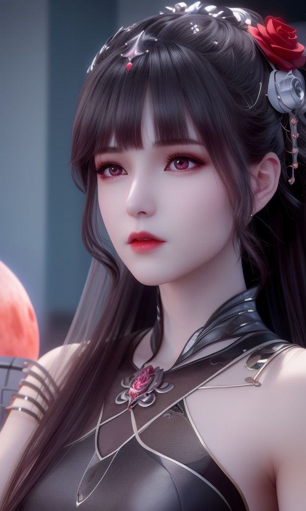 (,1girl, ,best quality, )<lora:349-DA-斗罗大陆-小舞-成年:0.7>,, ,masterpiece, (( , )),, realistic,science fiction,mole, ultra realistic 8k cg, ,tamari \(flawless\),   ,red moon, black rose,     (()), (),