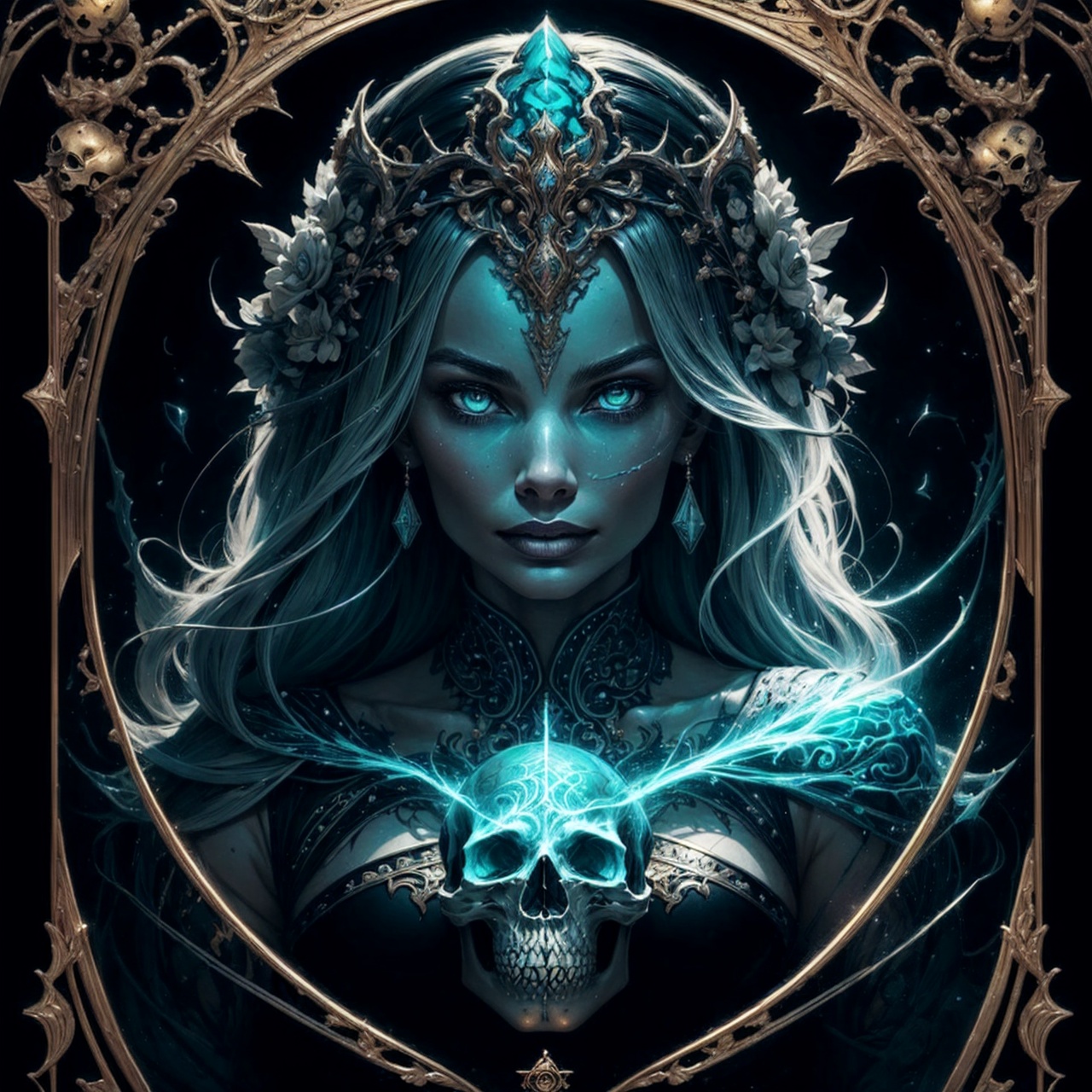 Margot Robbie,  malice,  skulls by Keith on Tensor.Art