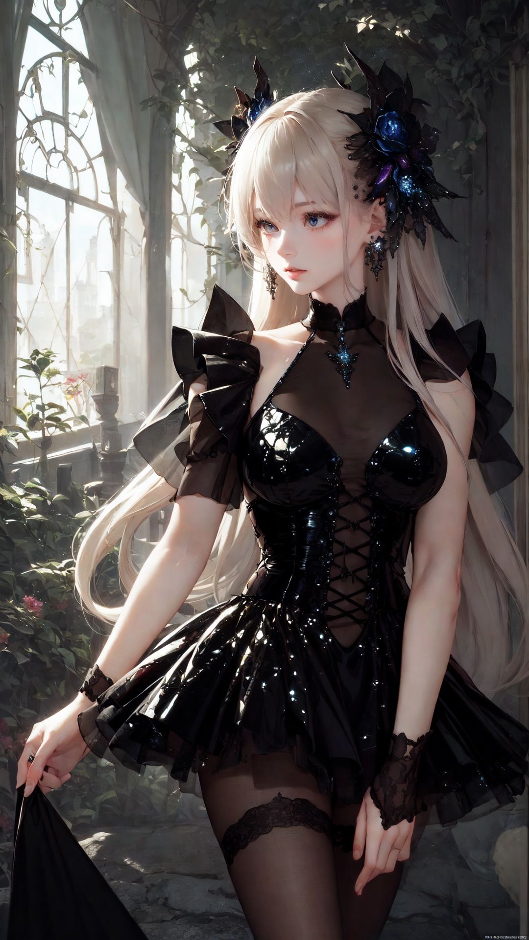 (masterpiece, top quality, best quality, official art, beautiful and aesthetic:1.2), (1girl), extreme detailed,(fractal art:1.3),colorful,highest detailed,,tutututu, black short sleeveless dress, see-through, <lora:tutuxem_0008:0.7>  