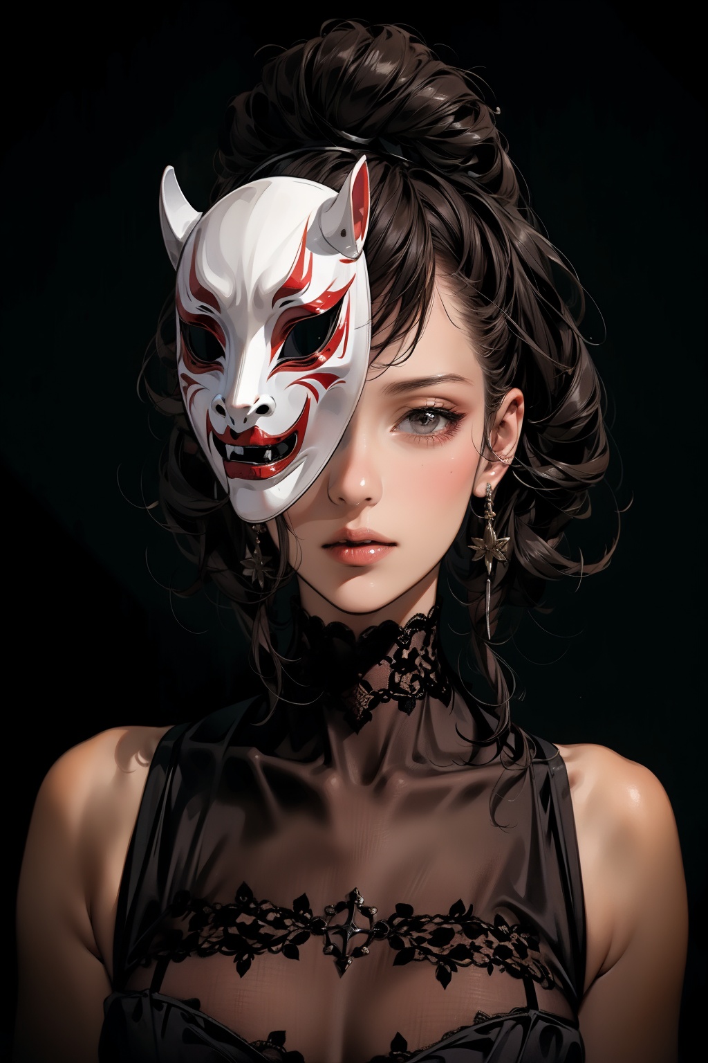  absurdres,incredibly absurdres,reality,realistic,,(solo:1.2),1girl,Take off or put on_mask,Beast Mask,Ghost Mask,disguise