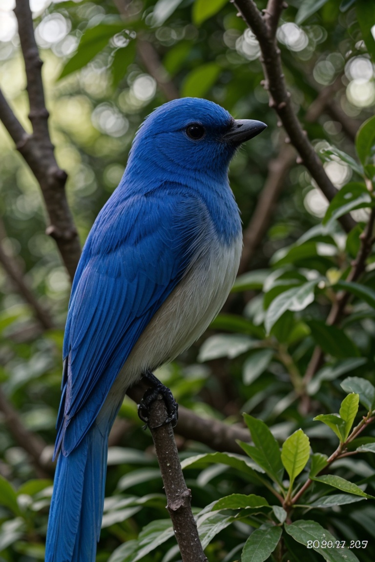 (blue bird),  (sitting on a tree branch),  (close up) on Tensor.Art