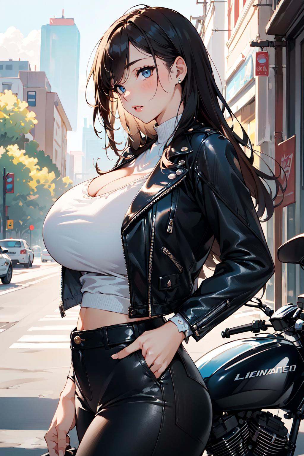 (1girl,  solo),  (sexy biker woman) on Tensor.Art
