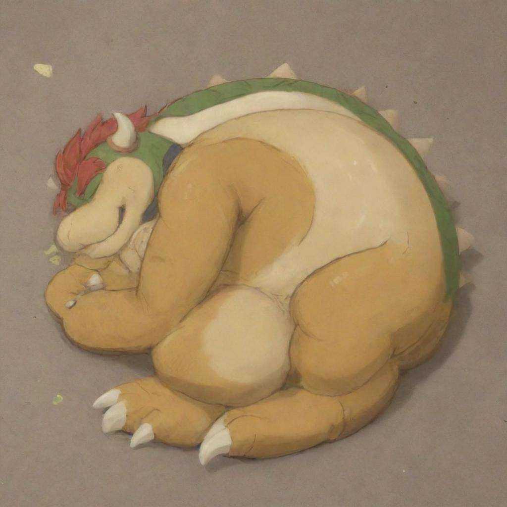 Bowser,  sleeping on the ground on Tensor.Art