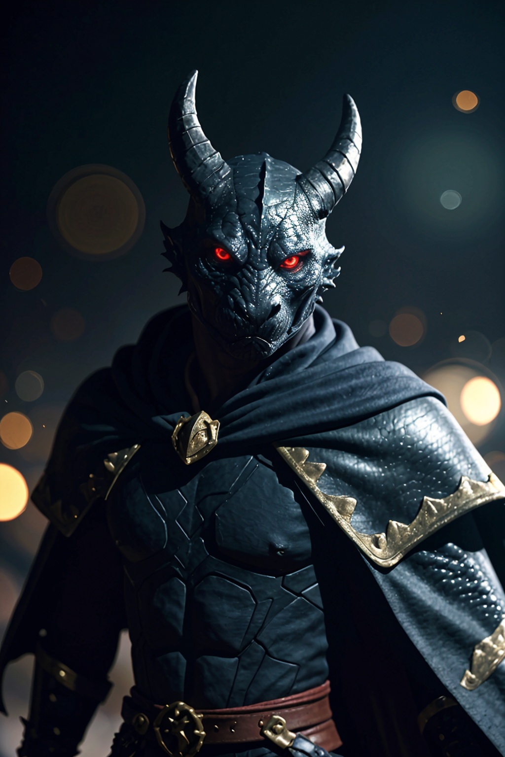 black dragonborn,  solo,  red eyes on Tensor.Art