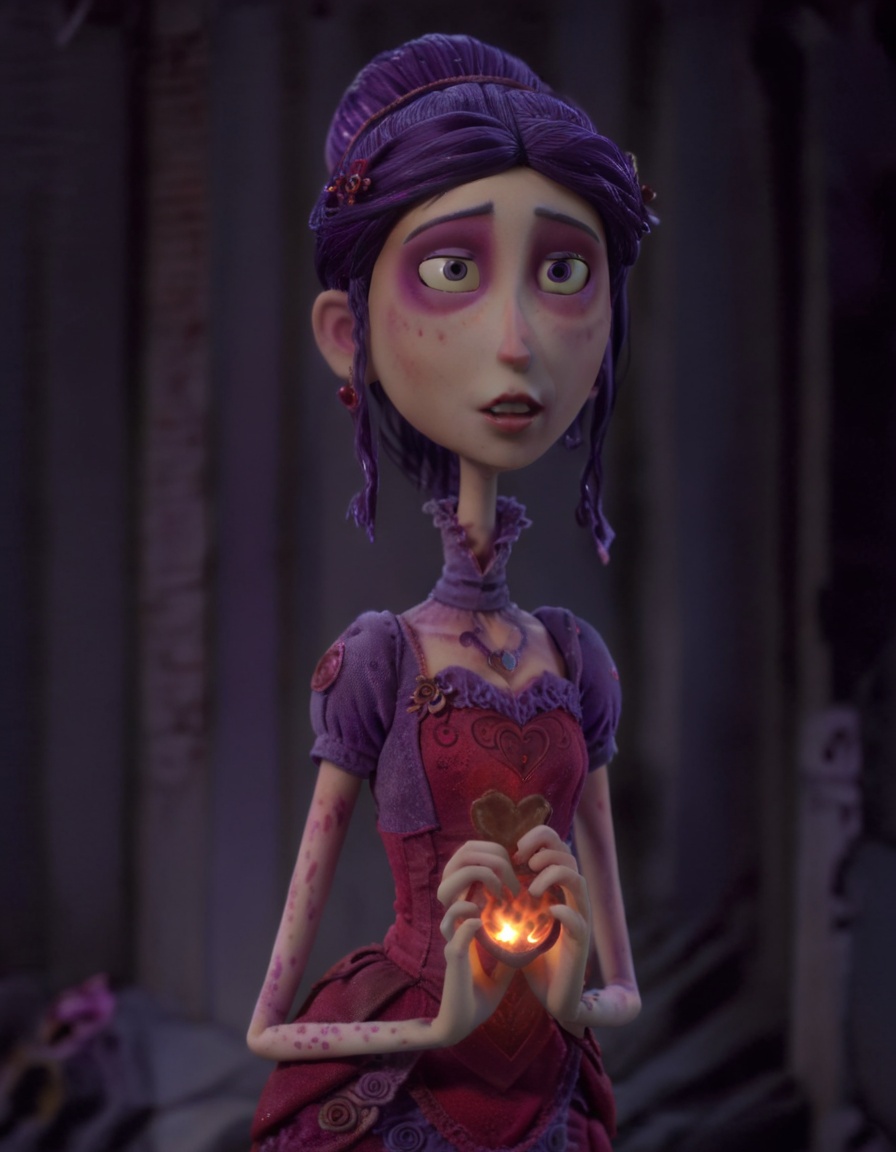 stopmotion, Violetta Emberheart character <lora:STOPMO_2.0_RC:1.0>