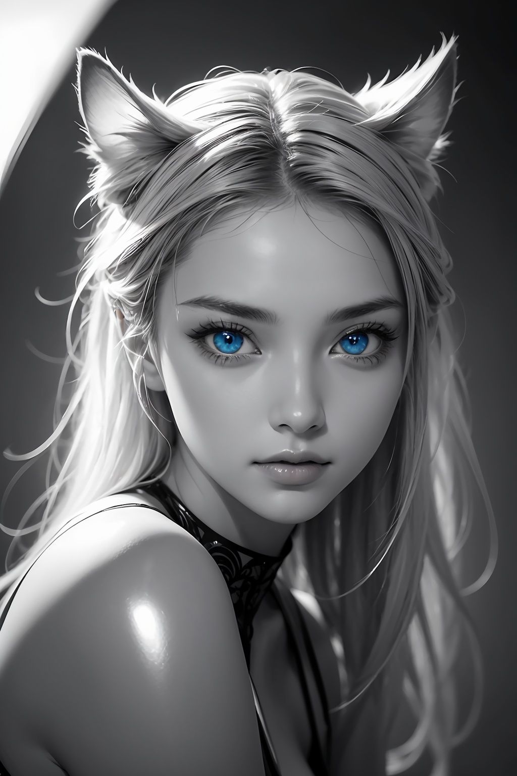 [Cat:girl:10],blue eyes,very beautiful,(shiny skin:1.1),(glossy skin:1.1),perfect skin,intricate details,ultra-realistic,(high saturation:1.05),(high contrast:1.05),35mm raw photo,