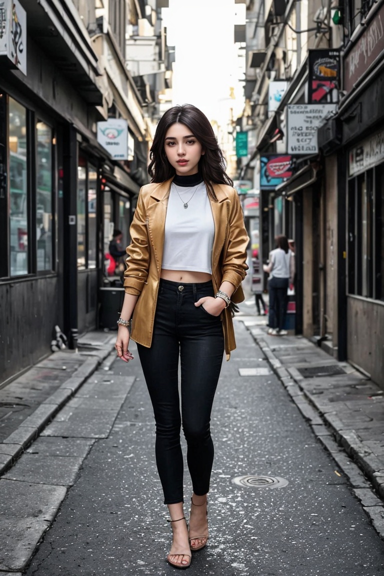 Nasrin,  an 18-year-old Iranian girl,  showcases her urban fashion style with a touch of Iranian flair. She wears a trendy...