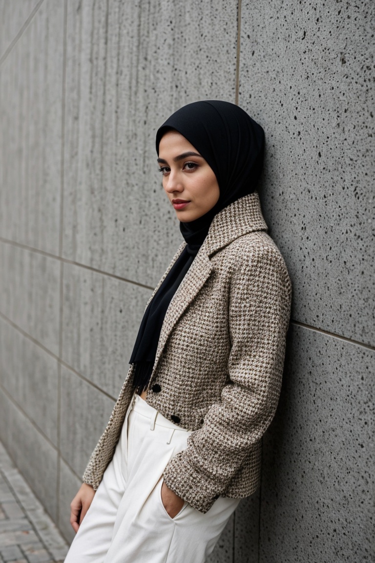 Nasrin,  an 18-year-old Iranian girl,  showcases her modern hijab fashion style. She wears a stylish and fashionable outfi...