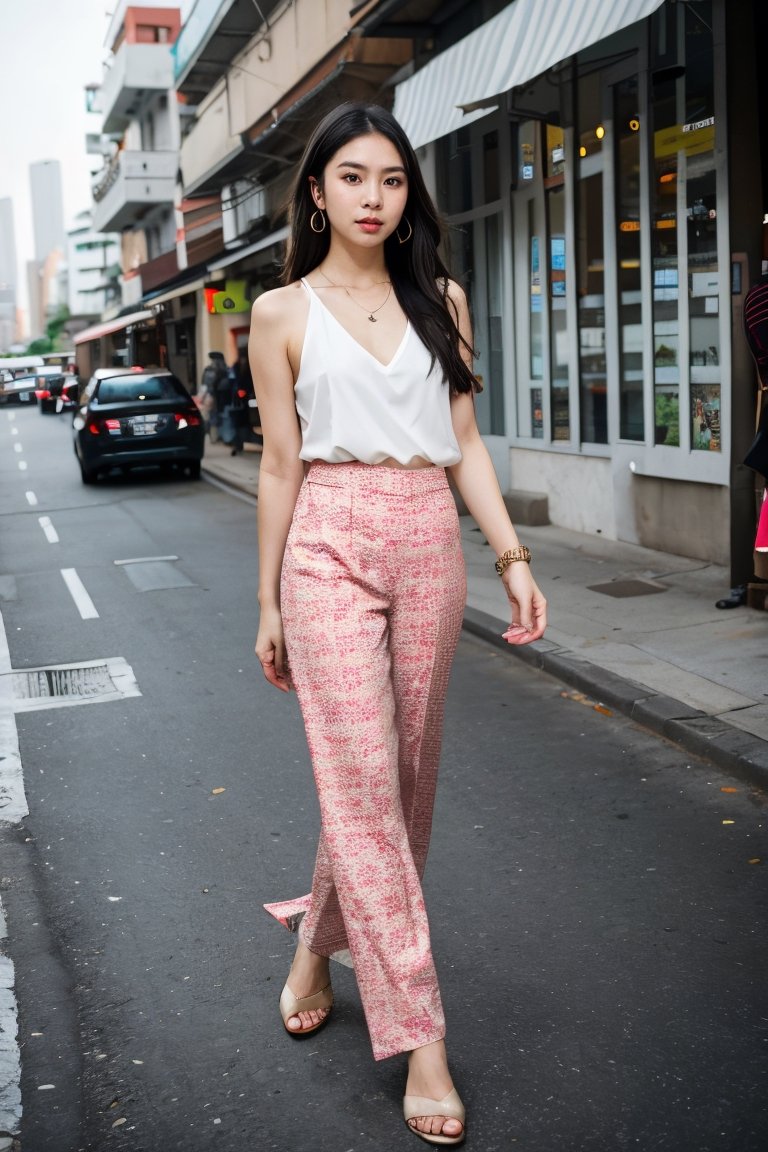 Nguyen,  an 18-year-old vibrant Vietnamese girl,  exudes youthful charm in a modern Vietnamese-inspired outfit. She wears...