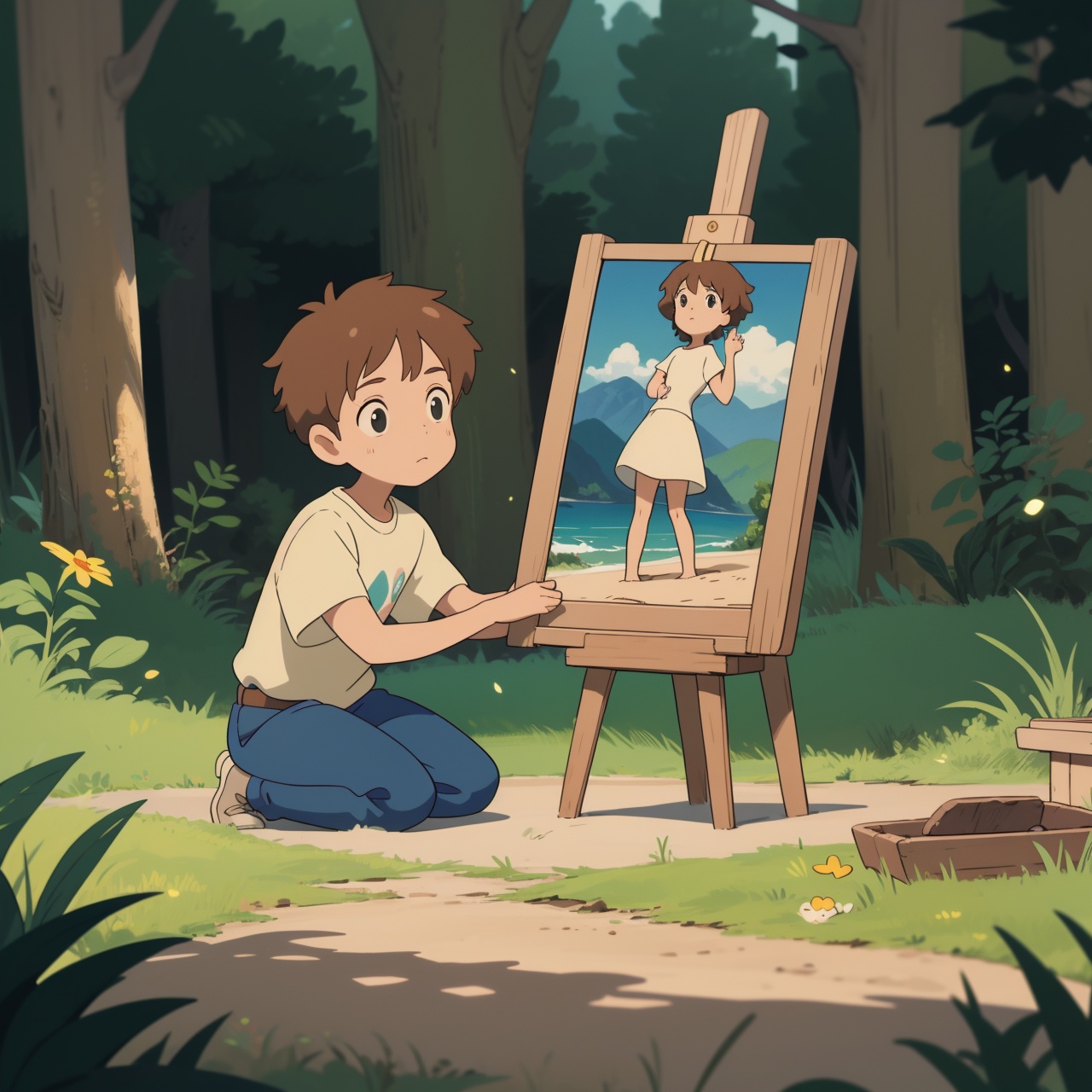 1boy,  ghibli,  woodworking on Tensor.Art