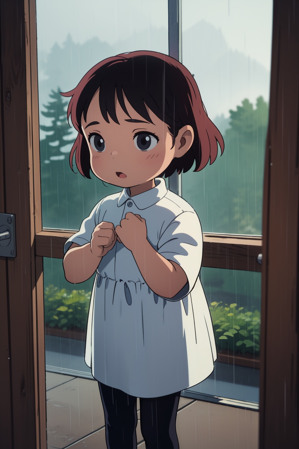 child girl,  rain,  lowlights on Tensor.Art