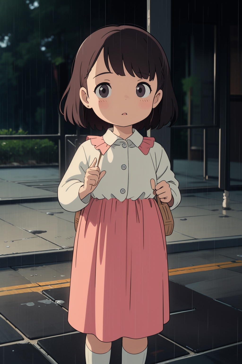 child girl,  rain,  lowlights on Tensor.Art