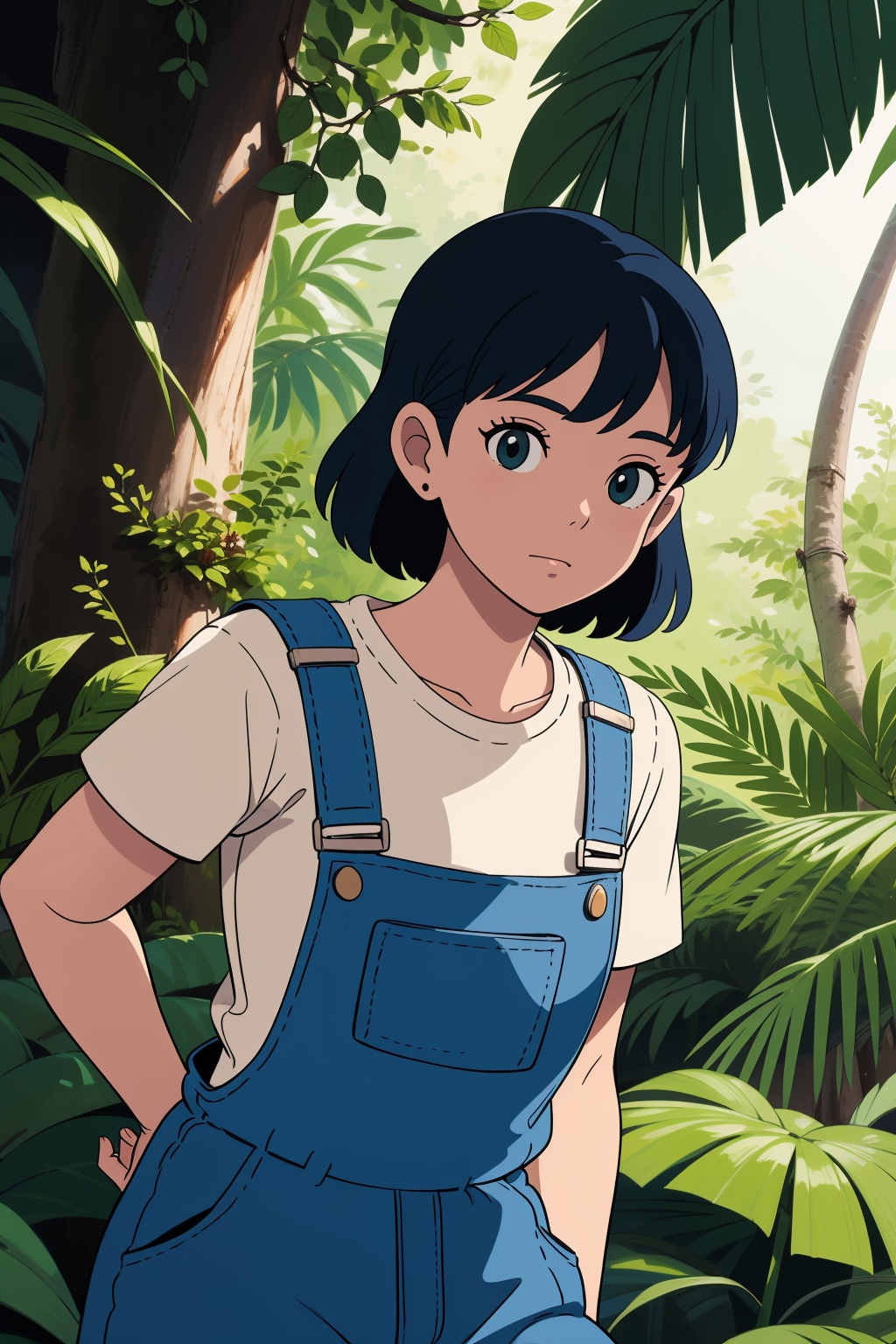 lady,  blunt cut,  Overalls on Tensor.Art