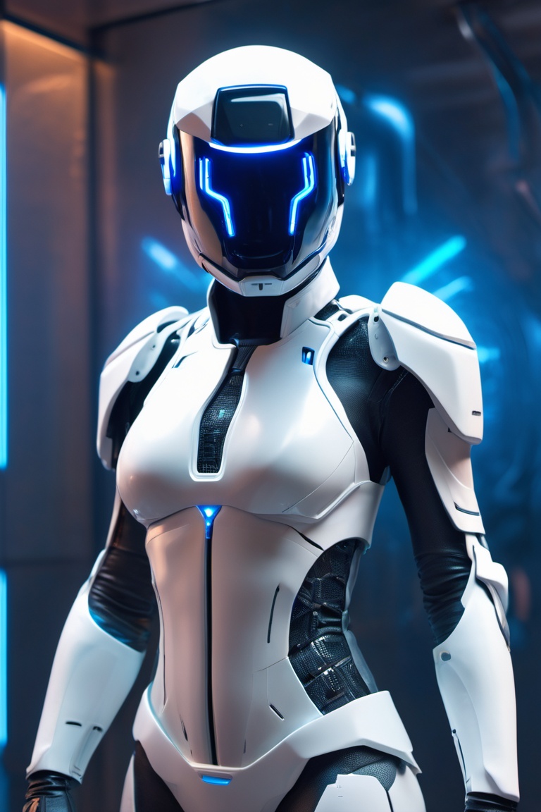female sci-fi white military cyborg,  detailed helmet,  detailed mask on Tensor.Art
