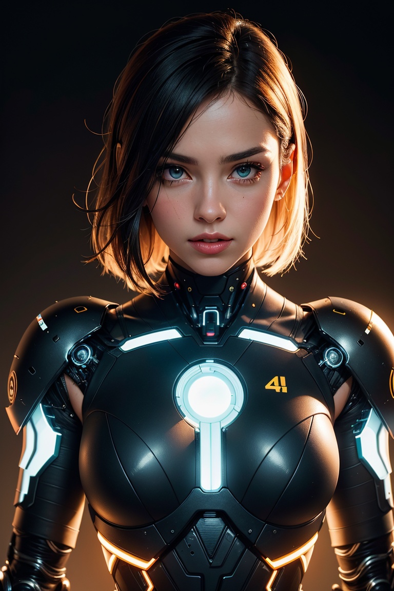 cyborg,  girl,  neon glow background on Tensor.Art