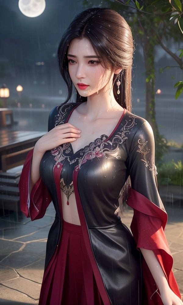 (,1girl, ,best quality, )<lora:354-DA-遮天-林佳:0.7>,, ,ultra realistic 8k cg, flawless,  tamari \(flawless\), professional artwork, famous artwork, cinematic lighting, cinematic bloom, perfect face, beautiful face, (( , )),, dreamlike, unreal, science fiction,  luxury, jewelry, diamond, pearl, gem, sapphire, ruby, emerald, intricate detail, delicate pattern, charming, alluring, seductive, erotic, enchanting, hair ornament, necklace, earrings, bracelet, armlet,halo,masterpiece, (( , )),, realistic,science fiction,mole,   ,cherry blossoms,wet clothes,lace, lace trim,   lace-trimmed legwear,(((Best quality, masterpiece, ultra high res, (photorealistic:1.4), raw photo, 1girl, wet clothes, rain, sweat, ,wet, night, moon,  )))  (()), (),