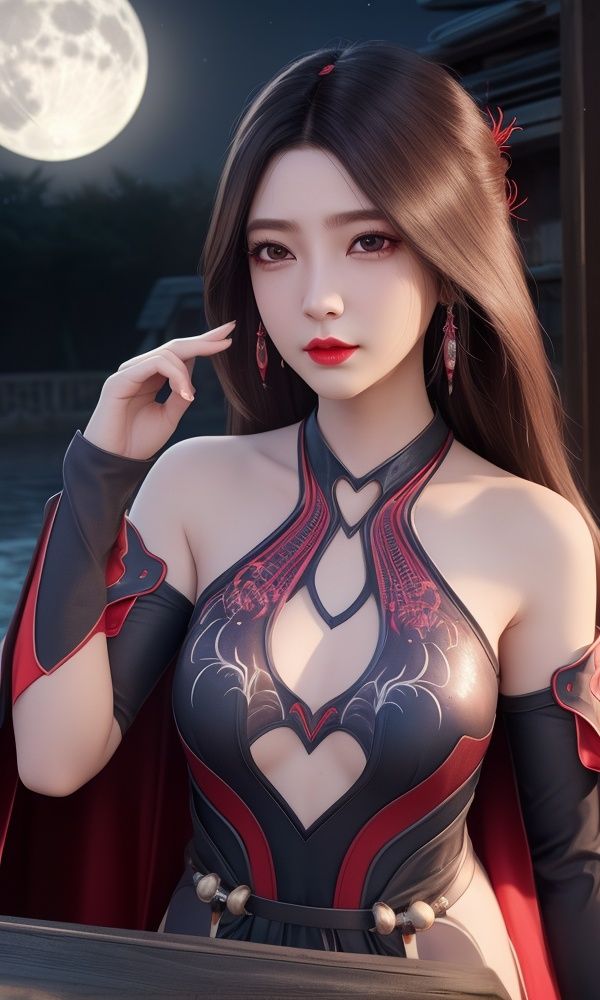 (,1girl, ,best quality, )<lora:354-DA-遮天-林佳:0.7>,, ,masterpiece, (( , )),, realistic,science fiction,mole, ultra realistic 8k cg, ,tamari \(flawless\),     ,spider lily,full moon (()), (),
