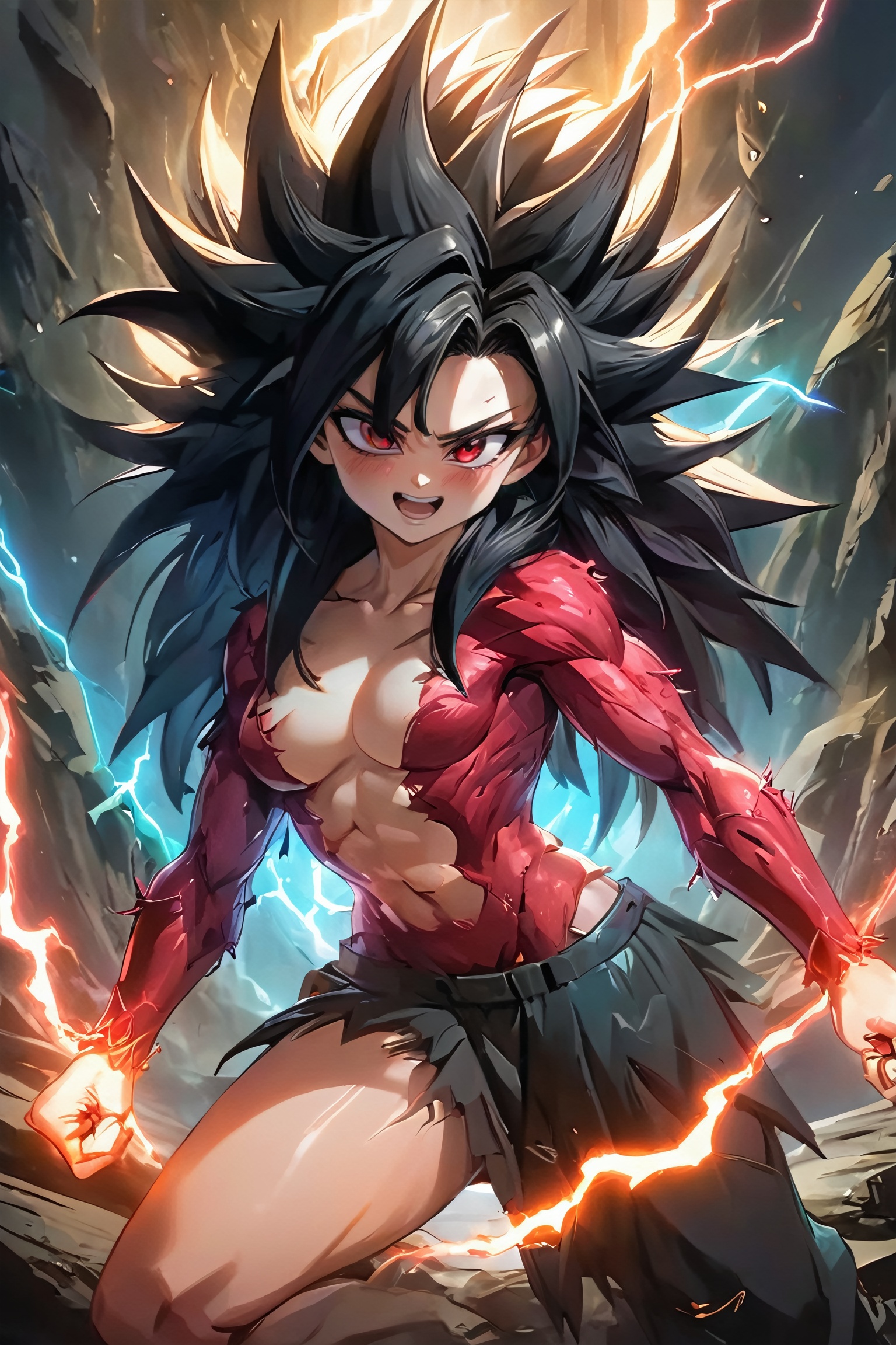 uWudemon,  young anime girl,  arch lightning on Tensor.Art