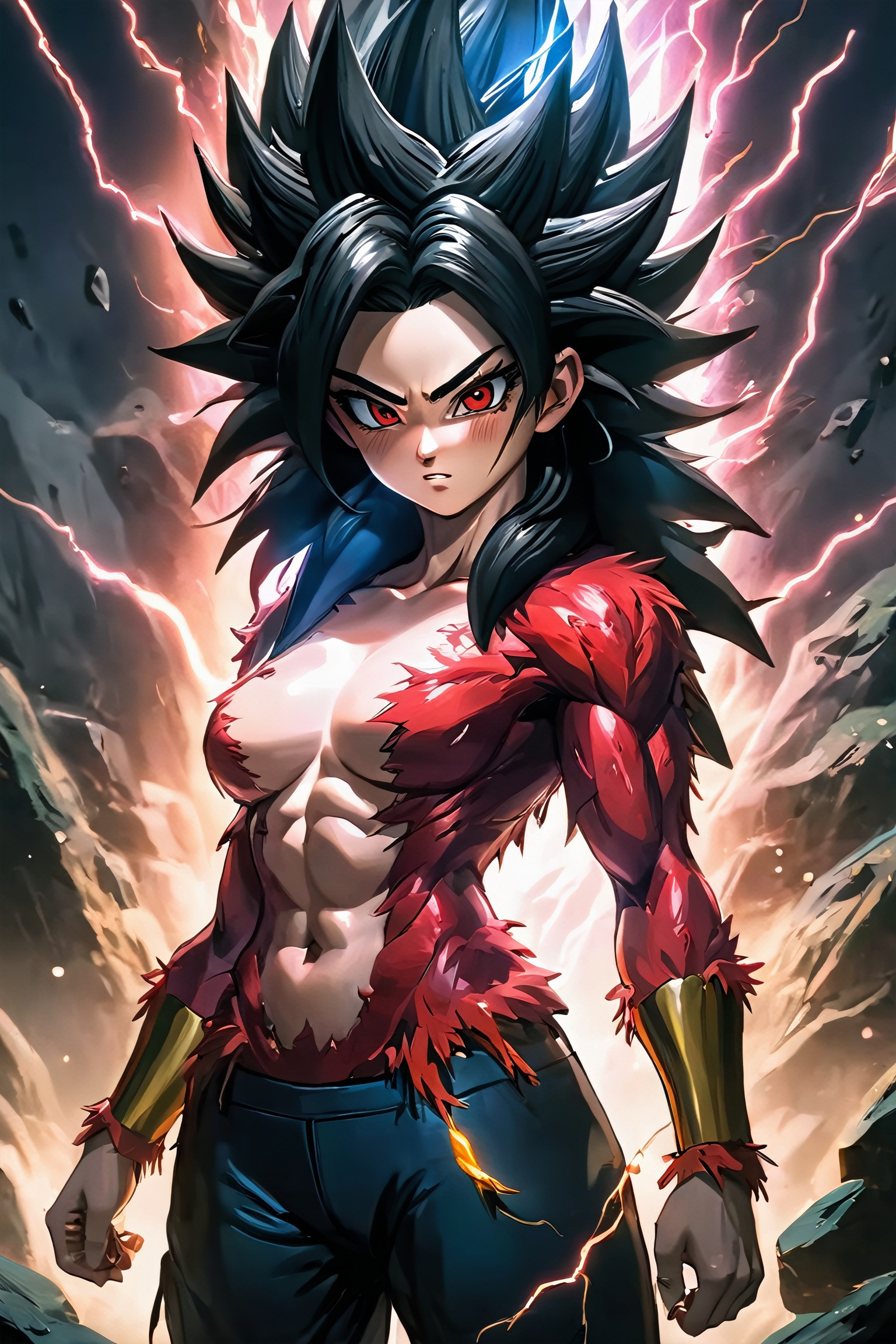 young anime girl,  arch lightning,  electricity on Tensor.Art
