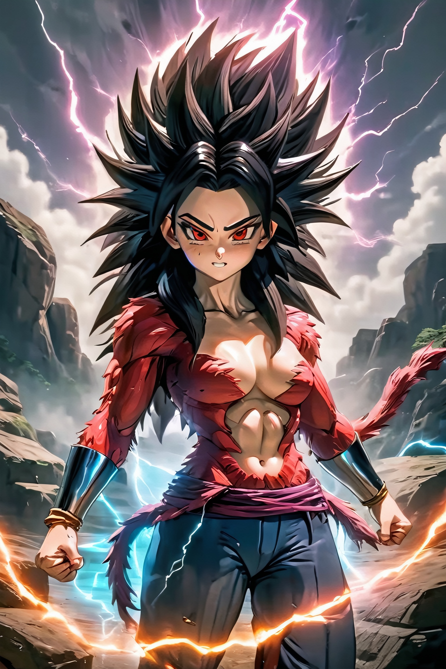 young anime girl,  arch lightning,  electricity on Tensor.Art