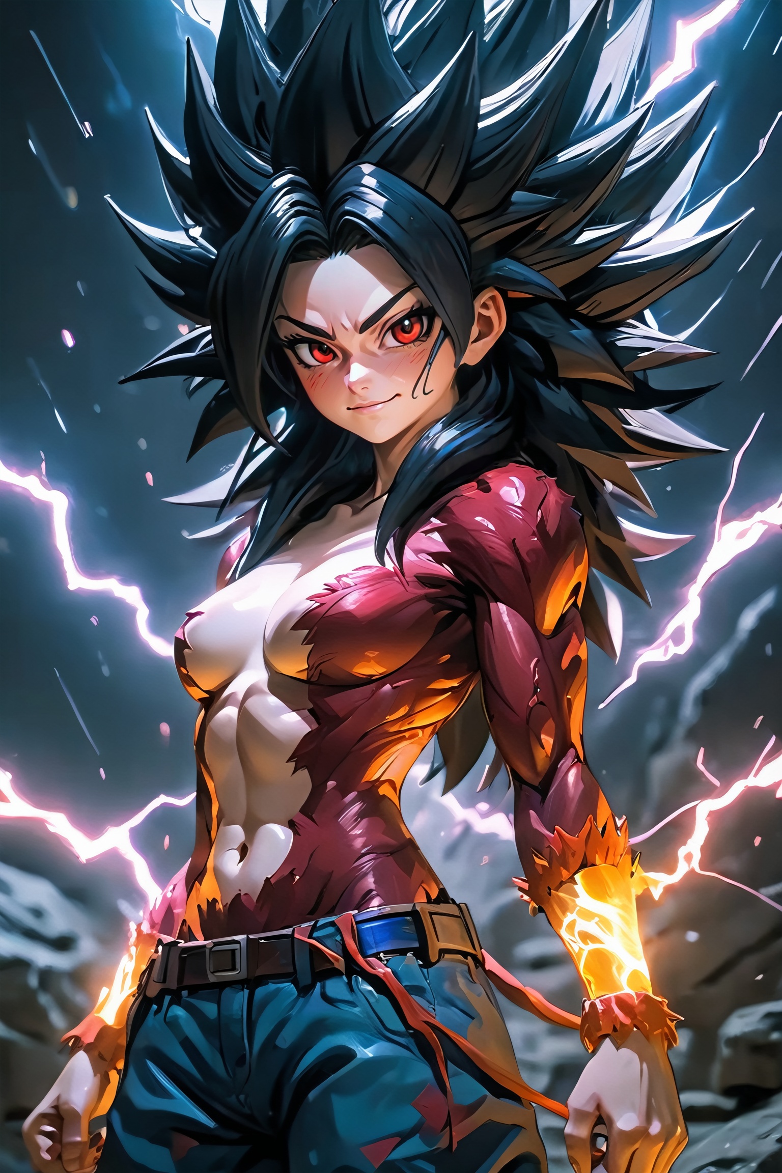 young anime girl,  arch lightning,  electricity on Tensor.Art