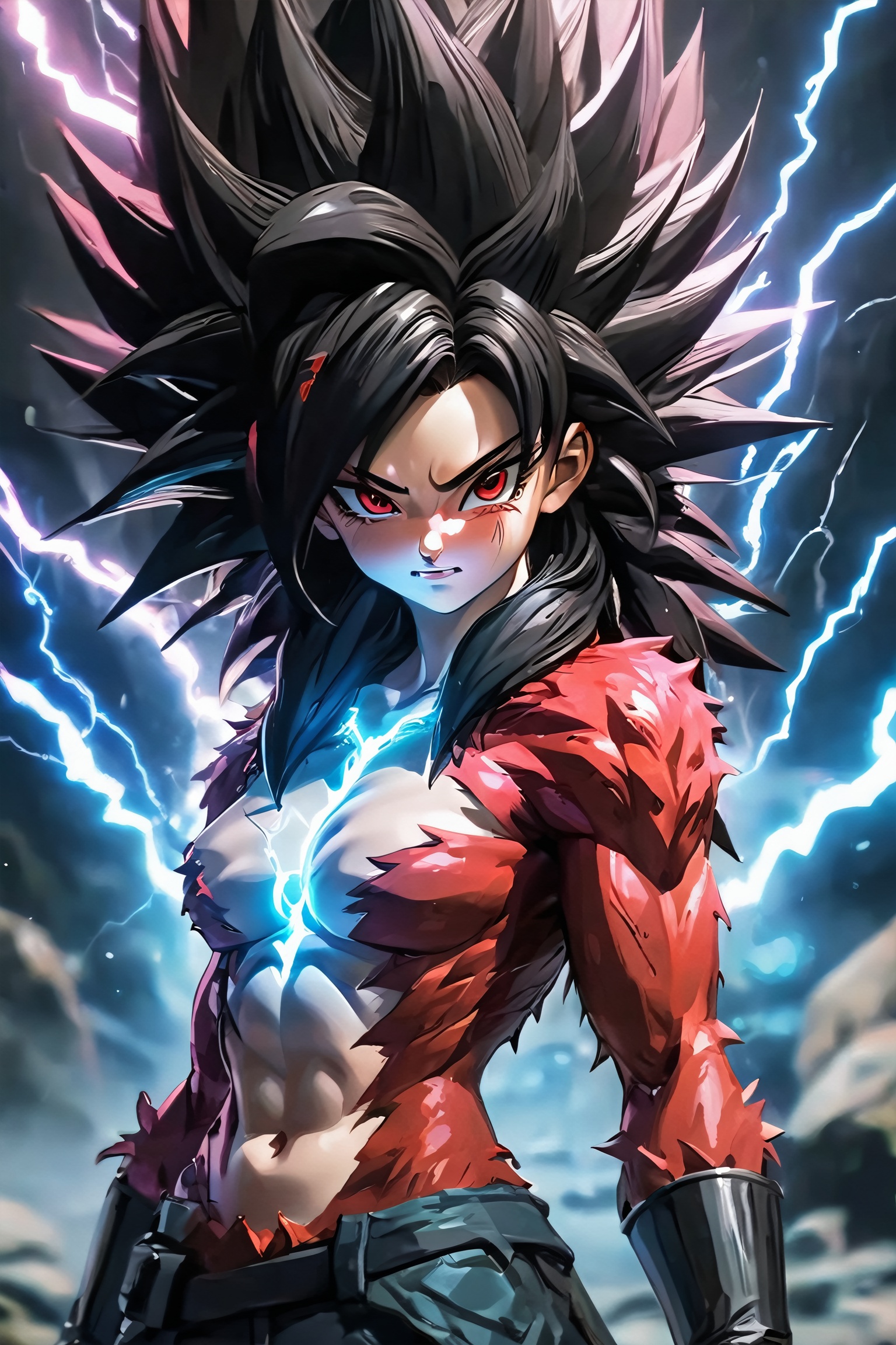 young anime girl,  arch lightning,  electricity on Tensor.Art