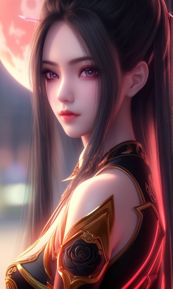 (,1girl, ,best quality, )<lora:357-DA-天行九歌-焰灵-红装:0.7>,,ultra detailed background,ultra detailed background,ultra realistic 8k cg,, ,masterpiece, (( , )),, ,science fiction,mole, ,tamari \(flawless\),   ,red moon, black rose,     (()), (),