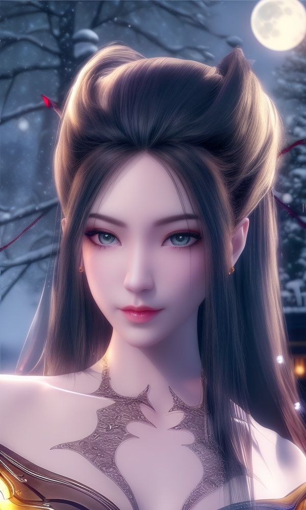 <lora:357-DA-天行九歌-焰灵-红装:0.9>ultra realistic 8k cg, picture-perfect face, flawless, clean, masterpiece, professional artwork, famous artwork, cinematic lighting, cinematic bloom, fantasy, dreamlike, unreal, science fiction, ((,1girl, pov,))(((,tree, 1girl, full moon,snowing,snow ,solo,     solo focus,  long_hair, looking_at_viewer,  )))  (rich:1.4,)     prestige, luxury, jewelry, diamond, gold, pearl, gem, sapphire, ruby, emerald, intricate detail, delicate pattern, charming, alluring, seductive, erotic, enchanting, hair ornament, necklace, earrings, bracelet, ,