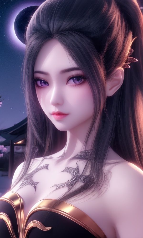 (,1girl, ,best quality, )<lora:357-DA-天行九歌-焰灵-红装:0.7>,ultra detailed background,ultra detailed background,ultra realistic 8k cg,, ,masterpiece, (( , )),, ,tamari \(flawless\),  ,   cure blossom, full moon,night,night sky,  (()), (), ,,