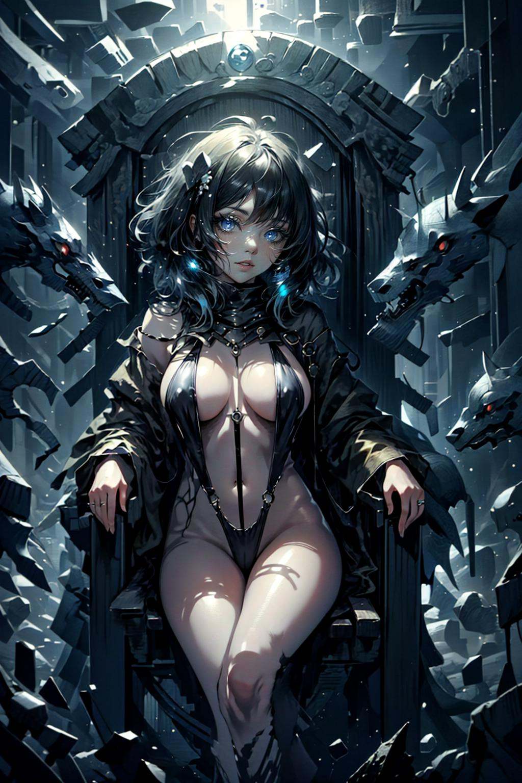 1girl,  large breasts,  short hair on Tensor.Art