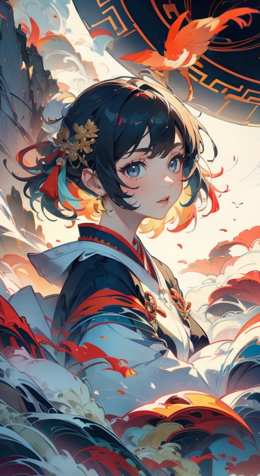 1girl,Chinese, Multicolored,<lora:tifa Chinese Mythology:1>