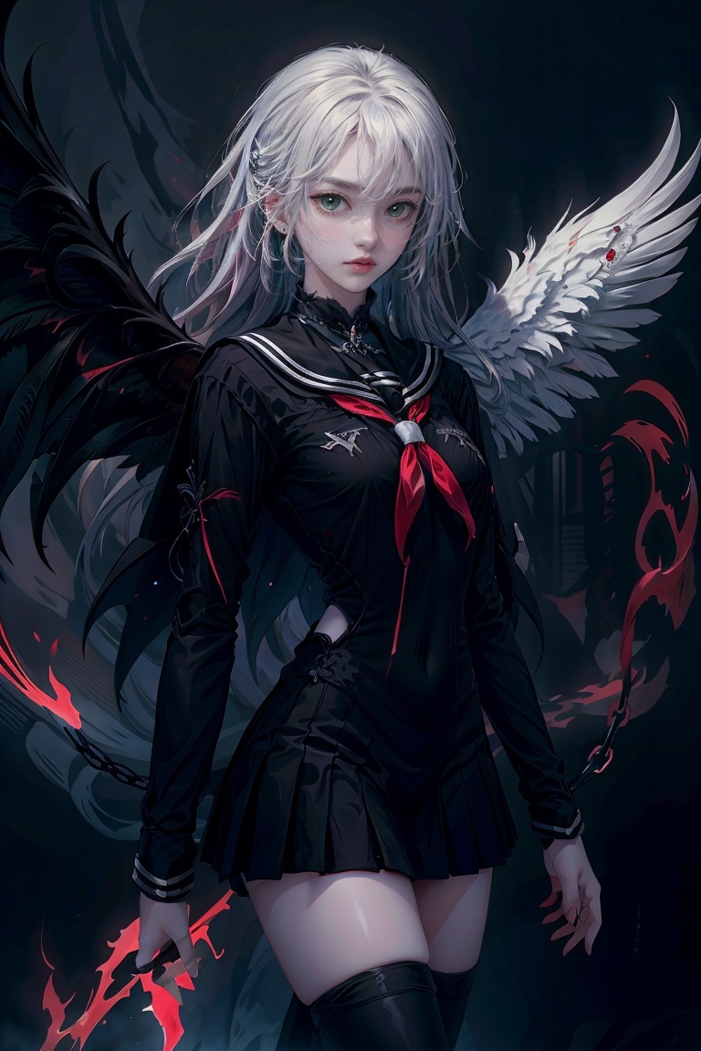 Epic CG masterpiece,  a woman dressed in an angelic outfit in chains,  delicate face on Tensor.Art