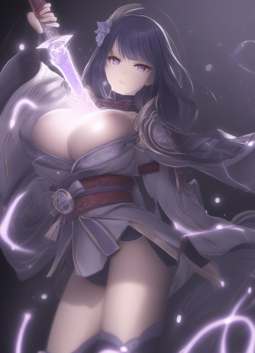 professional 3d model raiden_shogun is pulling a blade from her chest,  ,  . octane render on Tensor.Art
