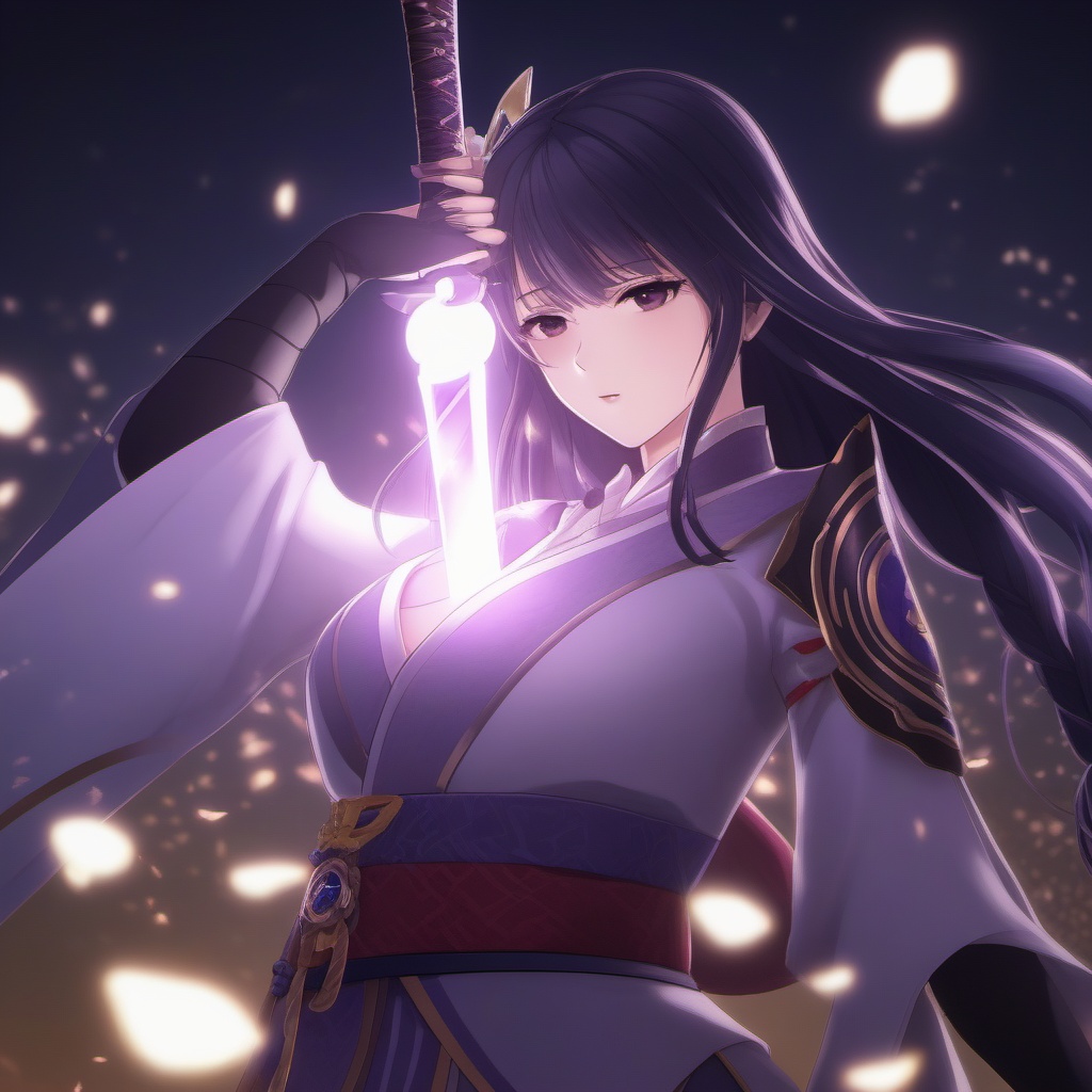 cinematic photo raiden_shogun is pulling a blade from her chest,<lora:raidenxl3-000014:0.5>,, (masterpiece,best quality,ultra_detailed, highres, absurdres:1.2), . 35mm photograph, film, bokeh, professional, 4k, highly detailed