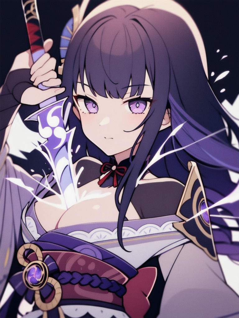 Raiden_shogun is pulling a blade from her chest
