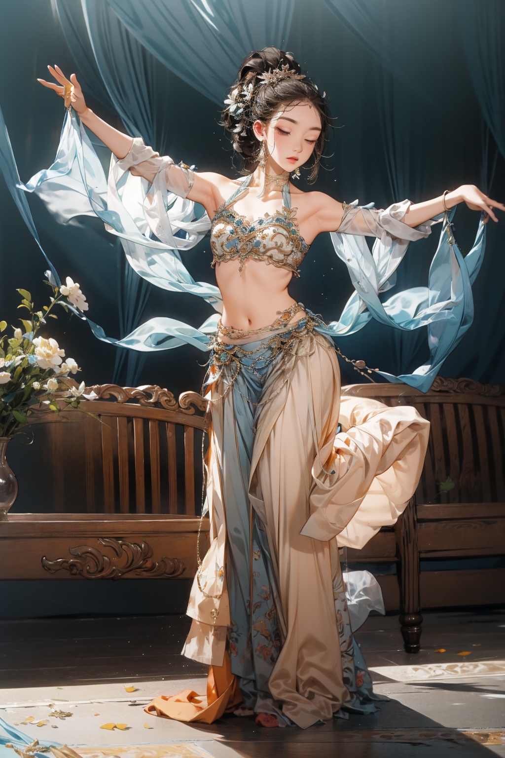  absurdres,incredibly absurdres,reality,realistic,,solo, Ancient costume dancers, Landscape wallpaper style